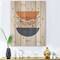 Designart - Abstract Sun & Moon Geometrics In Blue & Orange - Modern Print on Natural Pine Wood